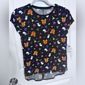 NWT Disney Parks Mickey Black Tee with Colorful Halloween Prints XL